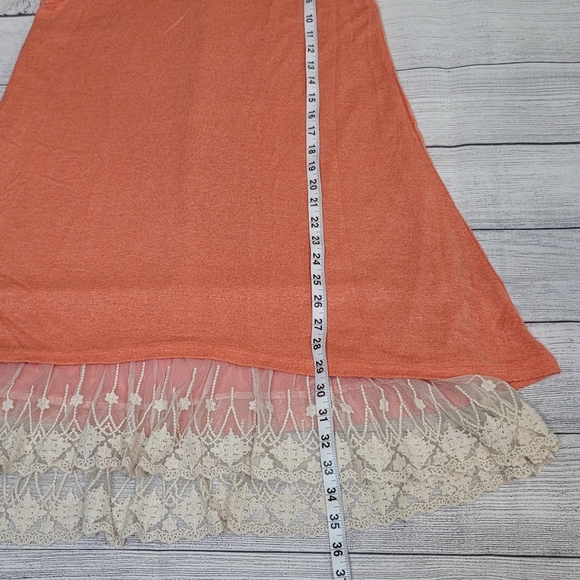 Women’s Coral Umgee Oh Me Oh My! Sheer Knit Tank Dress Lined with Lace Trim Med - Picture 8 of 11